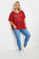 yours top rojo con calados estilo crochet mujer curvy y tallas grandes yours