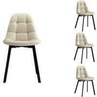 silla de terciopelo blanco y metal negro x4