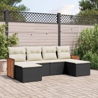 conjunto de sofas de jardin 6 uds  mueble jardin mesa y sillas y cojines ratan sintetico negro cfw634508