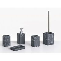 conjunto de 5 accesorios de bano jabonera dispensador de jabon escobilla de inodoro vaso soporte cepillos marmol negro vilcanota
