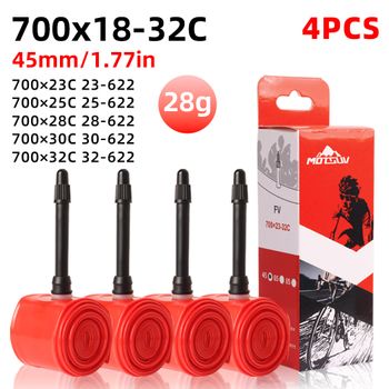 4 Piezas de Cámaras de Aire Ultraligeras para Bicicleta de Carretera 700c, Tubos de TPU de 45mm 65mm 85mm con Válvula Francesa 23C 25C 28C 30C 32C para Neumáticos de Ciclismo
