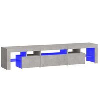 mueble tv - mesa de tv con luces led gris hormigon 200x365x40 cm