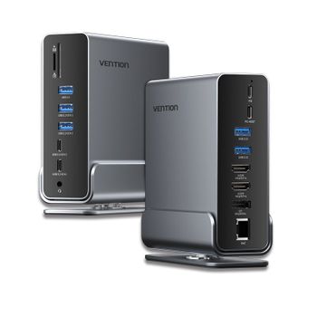Docking Station Vention USB-C 10 Gbit/s 100W 2xHDMI 1xDP 3xUSB-A 3xUSB-C Lector SD Ethernet