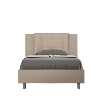 Cama Con Almacenaje Acolchada 120x210 Cuero Sintético Gris Paloma Annalisa