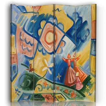 Legendarte - Biombo Chicas Cantantes - Josef Capek - Separador De Ambientes Para Interiores Cm. 145x170 (4 Paneles)