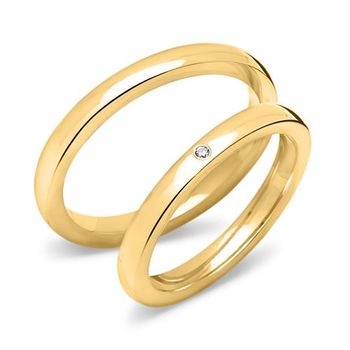 Alianzas de boda de plata 925 bañadas en oro con circonitas