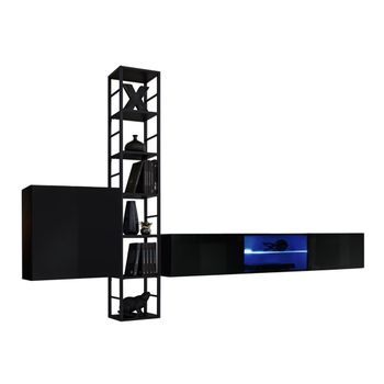 Conjunto De Muebles De Salón Estilo Industrial Switch M6. Color Negro.