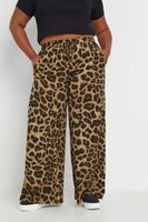 yours pantalones anchos marrones estampado leopardo mujer curvy y tallas grandes yours