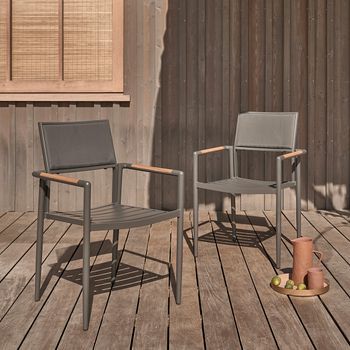 Lote De 2 Sillones De Teca Y Aluminio