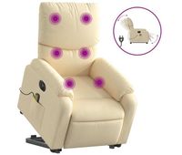 sillon de masaje electrico reclinable - sillon relax elevable tela crema