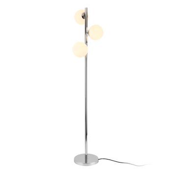 Lámpara De Pie Gent - 154 X Ø 25 Cm - Metal Vidrio - 3 X E14 - Cromo Y Blanco [lux.pro]