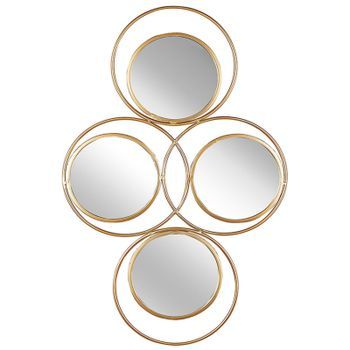 Espejo De Pared Moderno Metal Dorado 4 Piezas 50 X 80 Cm Pieza Decorativa Decoración Lescar