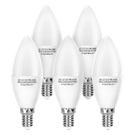 aigostar bombilla led e14 9w equivalente a 55w  luz fria 6500k 720 lumenes crir80 c37 vela no regulable -5 unidades