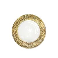plato llano blanco y dorado 27cm - lote de 6