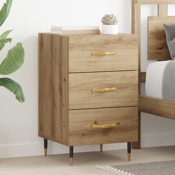 Armario De Noche - Mueble De Dormitorio - Madera De Ingeniería - Roble Artesanal (40x40x66cm)