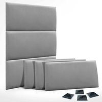 dhome juego de 6 paneles tapizados de terciopelo premium pack autoadhesivos para pared acusticos absorbentes proteccion gris claro 60x50cmx6