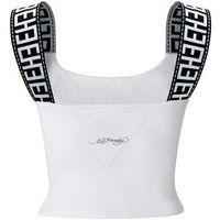 ed hardy blusa tiger glow tape crop tank top white para mujer