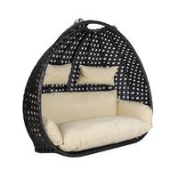 silla colgante de poliratan solo cesta y cojin twin deluxe - negrocrema