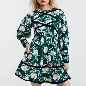 Batsheva Mini Clemmie Floral-Print Crepe Dress - US 8/UK 12