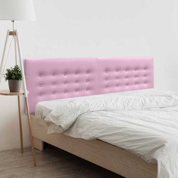 Dhome Cabecero De Polipiel Con 3 Hileras De Botones Cabezal Tapizado Cama Lujo (rosa, 210cm (2 Piezas))