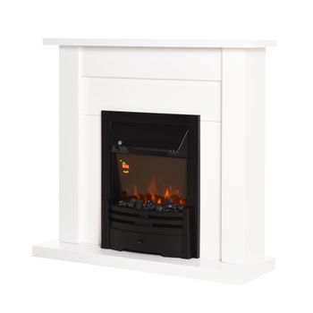 HOMCOM Chimenea Eléctrica Decorativa con 2 Configuraciones de Calor Temporizador y Llama Regulable 102x30x95cm Blanco   Aosom España