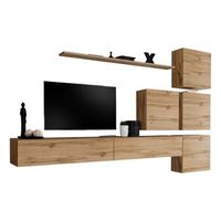 conjunto de muebles de salon mural switch ix diseno color roble wotan