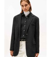 tommy hilfiger para mujer ww0ww46856 blazer de corte oversize gris ml casual lana clasico