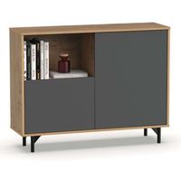 aparador salon comedor anori con patas color roble gold y gris 112 cm