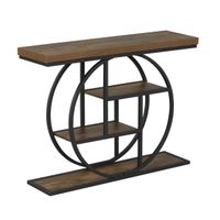 costway mesa de entrada industrial de 4 niveles con estantes estructura metalica circular y antivuelco para salon o pasillo