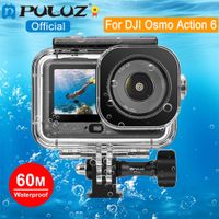 puluz 60m  196 pies carcasa de buceo impermeable subacuatica para dji osmo action 6 funda de buceo con adaptador invisible y tornillo largo