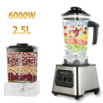 Potente Licuadora Mezcladora de 6000W, Exprimidor y Preparador de Smoothies, Licuadora de Mesa con Recipiente de 2.5L, Procesador de Alimentos para Hielo, Nueces y Frutas