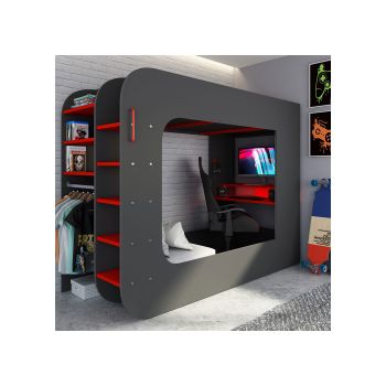 Trasman Pod Solo 2 Gaming High Sleeper Bed with Chair Bed 90x200cm