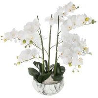 orquidea artificial en maceta de marmol h65cm