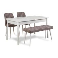set mesa comedor extensible y sillas 4 piezas santiago gris blanco