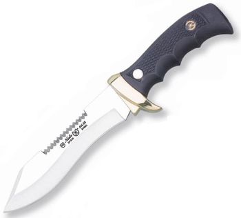 Cuchillo Aventurero 5002 Miguel Nieto de 20 cms, con hoja de acero de 11 cms y mango Forprene y zamak con funda de piel de primera calidad (negra)