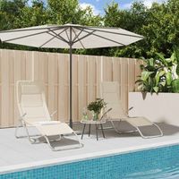 pack 2 uds tumbona de jardin  silla  sillon exterior plegable textilene acero con recubrimiento crema cfw549939