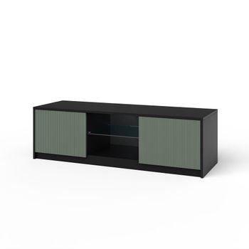 Mueble de tv en melamina y mdf negro/verde salvia