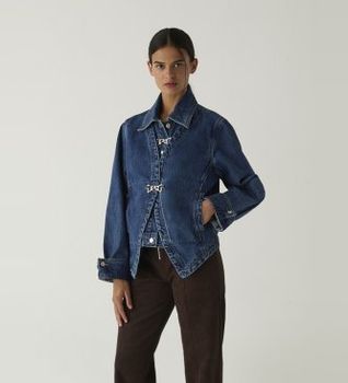 LAAGAM para mujer. M0530 Cazadora Faye vaquera azul (S), Casual, Algodón