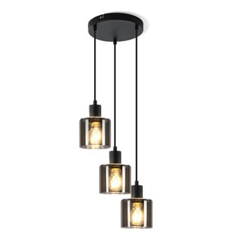 Kellen - lámpara colgante de vidrio, color gris, 26 cm, e27