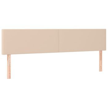 Cabecero Cama Mueble De Dormitorio Con Led Cuero Sintético Capuchino 200 X 5 X 78/88 Cm Marrón M02_0000201
