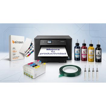 Kit de Sublimación A3 Completo con Cartuchos Recargables, Jeringas 10ml con Agujas Sin Punta, Tintas InKora y Perfil ICC SateSur