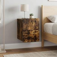 mesita de noche de pared - mueble de dormitorio - madera - roble ahumado 33x345x43cm