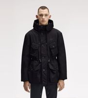 fred perry para hombre j1315 parka partch pocket negro xl casual poliester reciclado sostenible