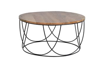 Mesa centro en madera natural y metal