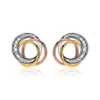 pendientes 14 quilates oro blanco diamantes tricolor