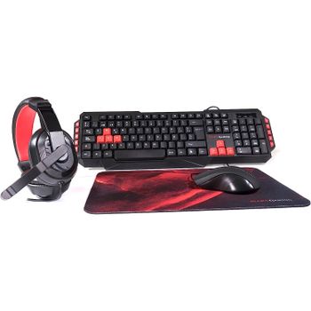 Pack teclado-mouse-pad-headset mars gaming mrcp1 kit 4 en 1 de teclado anti-ghosting mouse 2800dpi