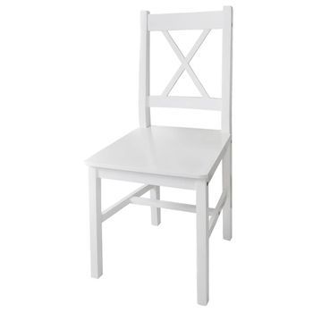 Pack 4 Uds Sillas De Comedor | Silla De Cocina | Mueble De Comedor Madera De Pino Blancas