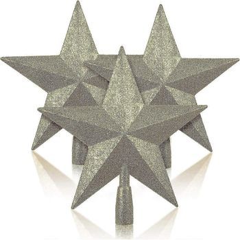 3 Piezas De Estrella De Plástico Brillante De 10 Pulgadas Para La Punta Del Árbol De Navidad (dorada)