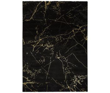 Alfombra abstracta en negro gold, 80x150 cm - atticgo