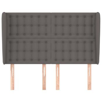 Cabecero Cama Mueble De Dormitorio Con Orejas De Cuero Sintético 147 X 23 X 118/128 Cm Gris M02_0002971